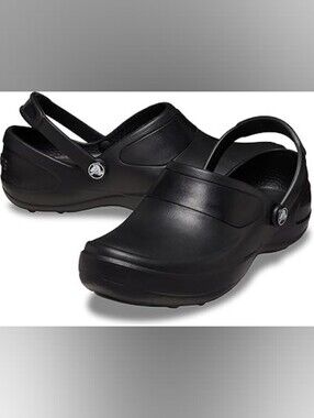 CROCS MERCY SABOT Black Color Size 6 Slip Resistant Work Shoes Rubber Waterproof